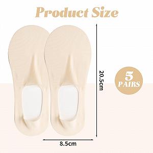 Набор из 5 пар женских носков-балеток, невидимые носки, женские носки размера 35-38, балетки, шелковые чулки, женские нескользящие полуноски, из ледяного шелка, хлопковые, нескользящие, тонкие, невидимые, низкие, телесного цвета synthetic.ua - Фото 1