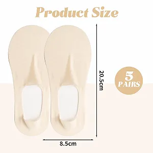 Набор из 5 пар женских носков-балеток, невидимые носки, женские носки размера 35-38, балетки, шелковые чулки, женские нескользящие полуноски, из ледяного шелка, хлопковые, нескользящие, тонкие, невидимые, низкие, телесного цвета synthetic.ua - Фото 1