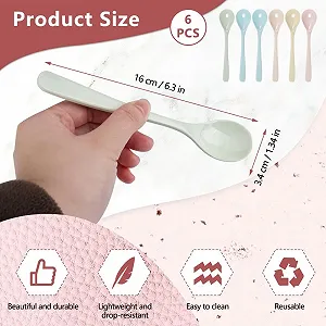 Ложка Melamine, Набор 6 штук, длинная, 16 x 34 см, пластик, разноцветная, имитация фарфора synthetic.ua - Фото 1