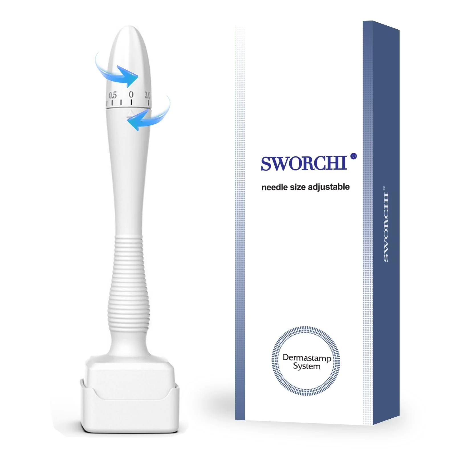 Derma Stamp Регульований Microneedling Dermastamp Derma Roller 0-3 мм, Професійний 140 Титанових Голок, фото №1