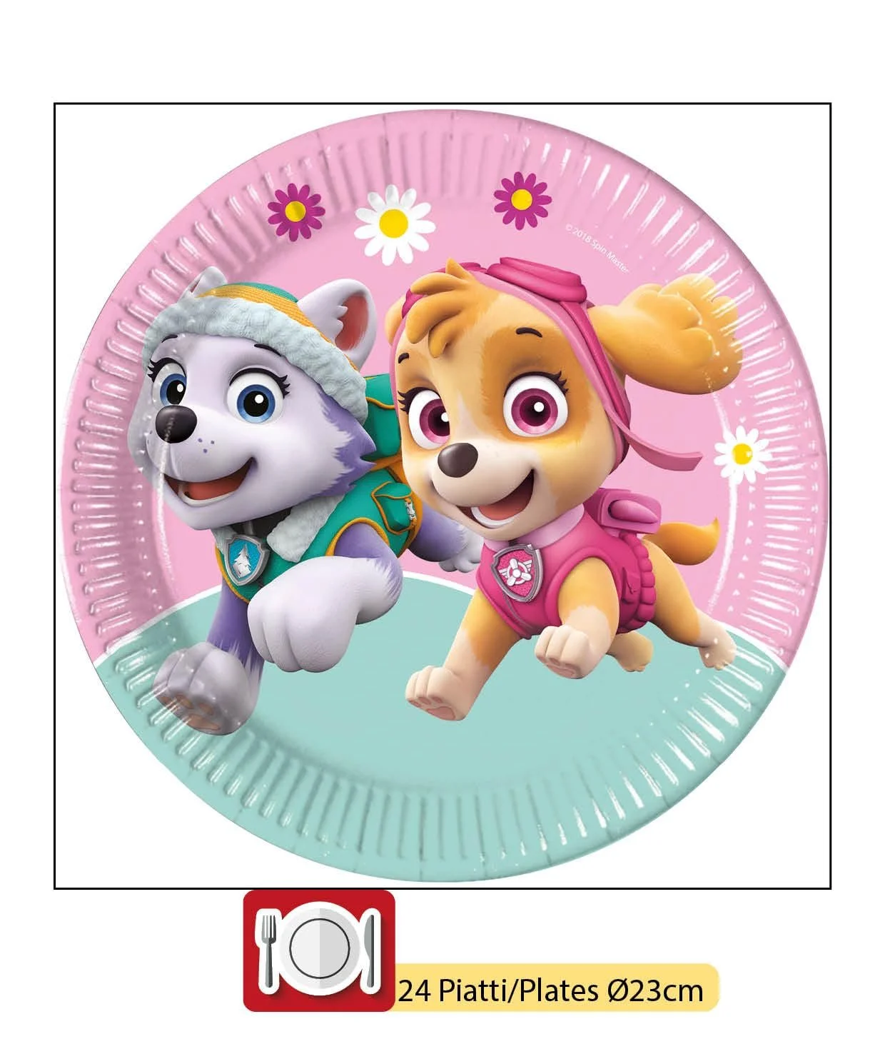 Набір посуду для вечірки Ciao Paw Patrol Skye & Everest для 24 осіб (112 предметів: 24 паперові тарілки діаметром 23 см, 24 паперові тарілки діаметром 20 см, 24 стаканчики 200 мл, 40 серветок 33 x 33 см), фото №5