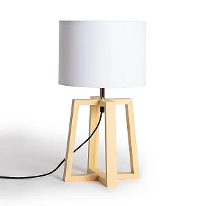 Настільна лампа LEDKIA LIGHTING Corsade дерев'яна текстильна Білий - Фото 1