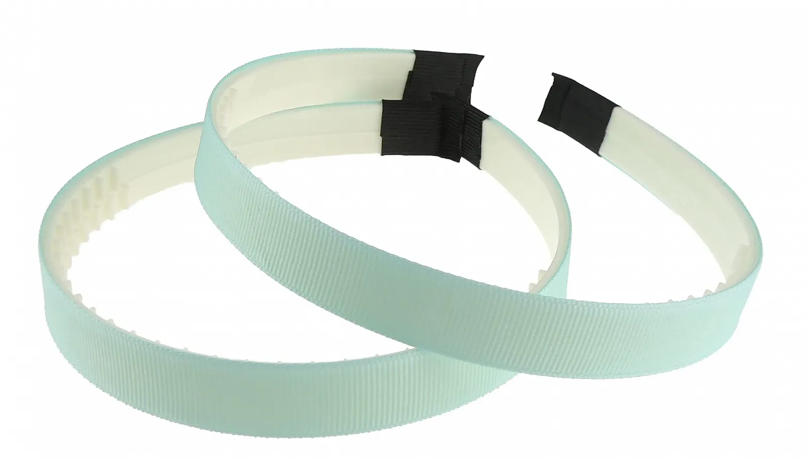 Обруч для волосся з білою ребристою атласною стрічкою 15 мм,, фото №1