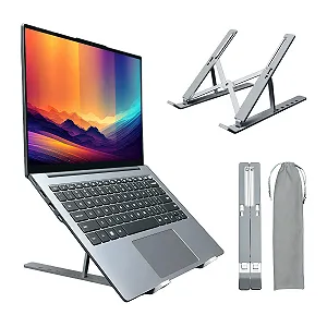 Підставка для ноутбука, охолоджуюча підставка для комп'ютера, 6 регульованих кутів, алюмінієва, складна, портативна