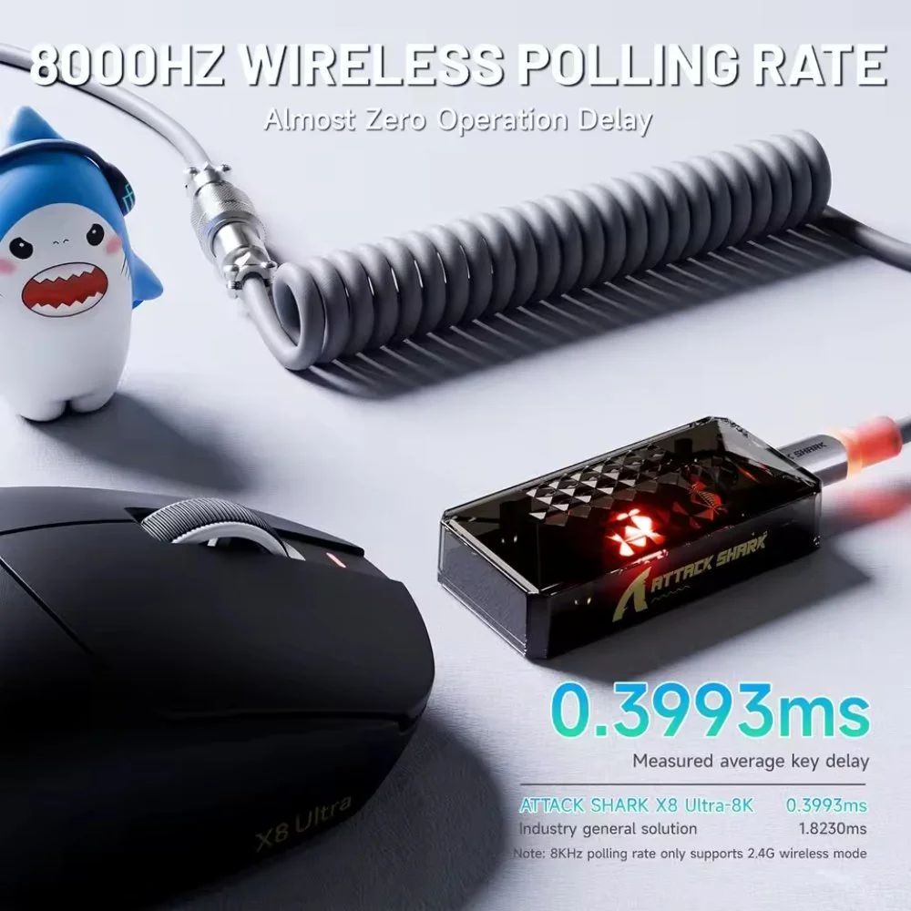 Миша Attack Shark X8 Ultra PAW3950Max 42000DPI 750IPS 60G 8000Hz Black, фото №7 Миша Attack Shark X8 Ultra PAW3950Max 42000DPI 750IPS 60G 8000Hz Black, фото №7