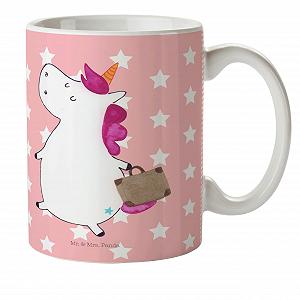 Детская чашка Mr. & Mrs. Panda Чемодан с единорогом, пластик, 300 мл - Фото 1