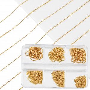 Цепочки для ногтей NICENEEDED 6 шт. 3D Металлические заклепки для ногтей в стиле панк Золотые украшения для ногтей для женщин DIY Маникюр - Фото 1