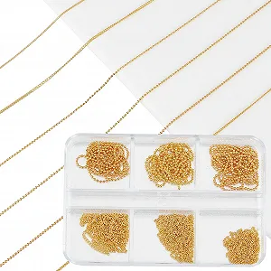 Цепочки для ногтей NICENEEDED 6 шт. 3D Металлические заклепки для ногтей в стиле панк Золотые украшения для ногтей для женщин DIY Маникюр - Фото 1