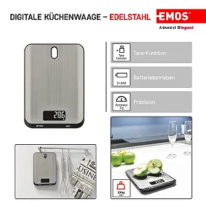 Цифрові кухонні ваги EMOS EV026 10kg Stainless Steel Silver ціна на synthetic.ua - Фото 1 Цифрові кухонні ваги EMOS EV026 10kg Stainless Steel Silver synthetic.ua - Фото 1