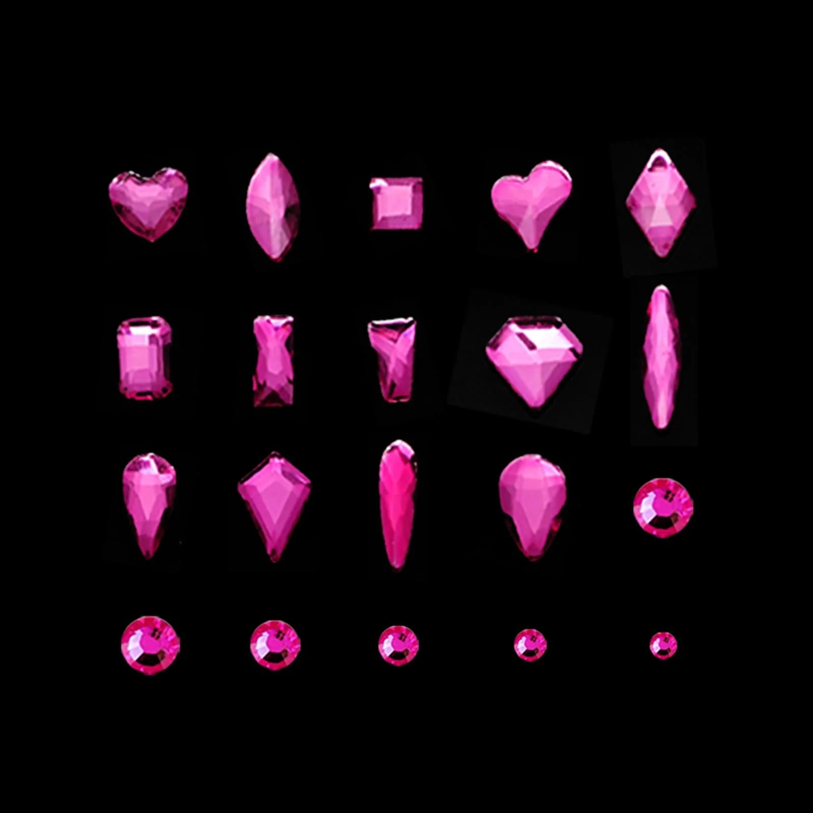 Стразы розовые Yzzseven 700 шт разных форм + 2100 шт с плоским дном, микс 20 стилей, 3D декор, фото №4