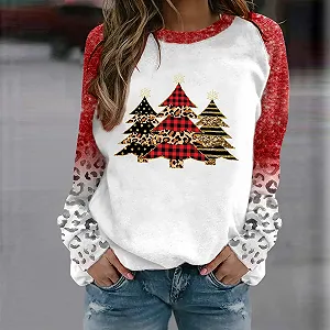 Женский свитшот Рождественский смешной графический пуловер теплый удобный повседневный рождественский принт Круглый вырез длинный рукав футболка свободный свитер уродливый synthetic.ua - Фото 1