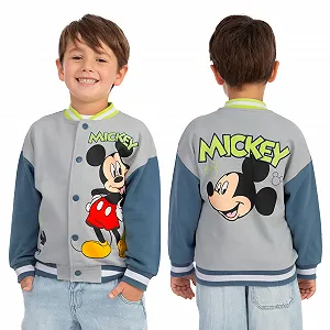 Бомбер Disney Mickey Mouse Хлопковая куртка для мальчиков Серый и Синий synthetic.ua - Фото 1