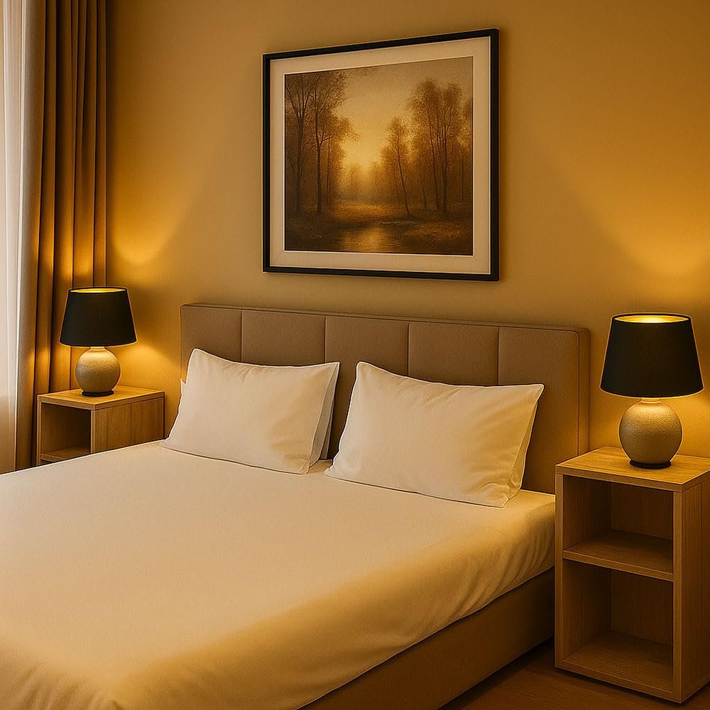 Настільна лампа Кераміка та текстиль 1x E14 18 x 26 см Золотисто-чорна Комплект із 2 шт., фото №5