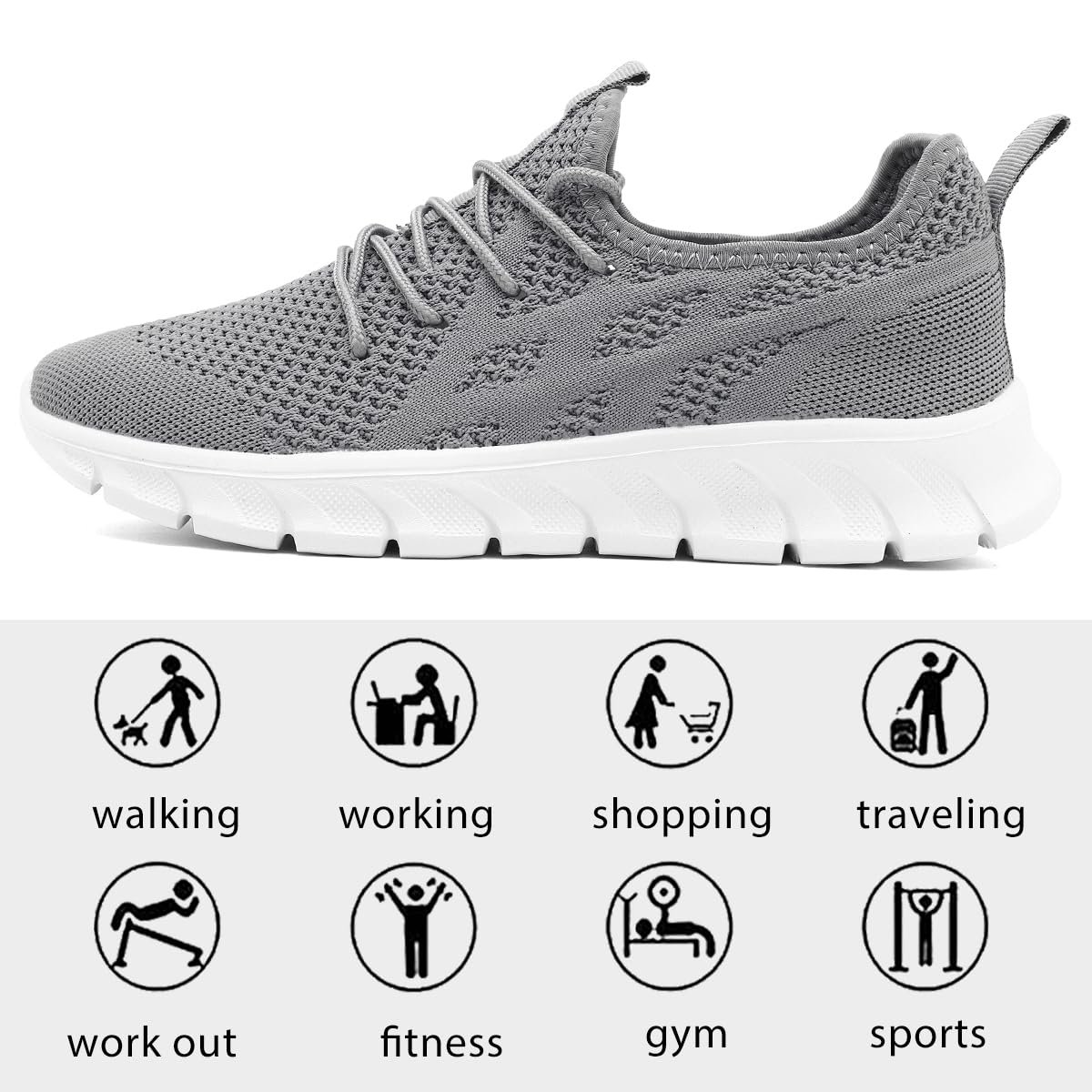 Кроссовки LANGFEUU Мужские Кроссовки для Бега Теннисные Кроссовки Спортивная Обувь Повседневная Обувь для Бега Легкие Дышащие Кроссовки для Ходьбы Фитнес Кроссовки для Бега на Открытом Воздухе 39-46 EU, фото №5