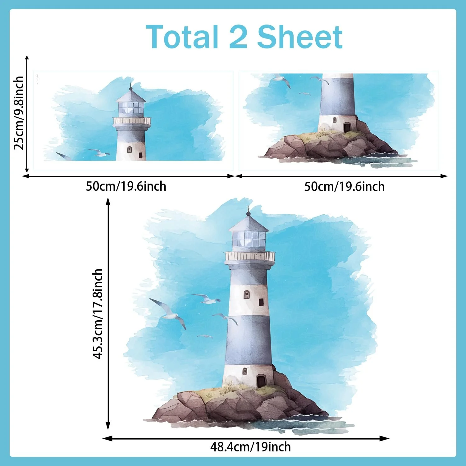 Наклейка на стену Маяк самоклеящаяся 48.4 x 45.3 см, фото №6