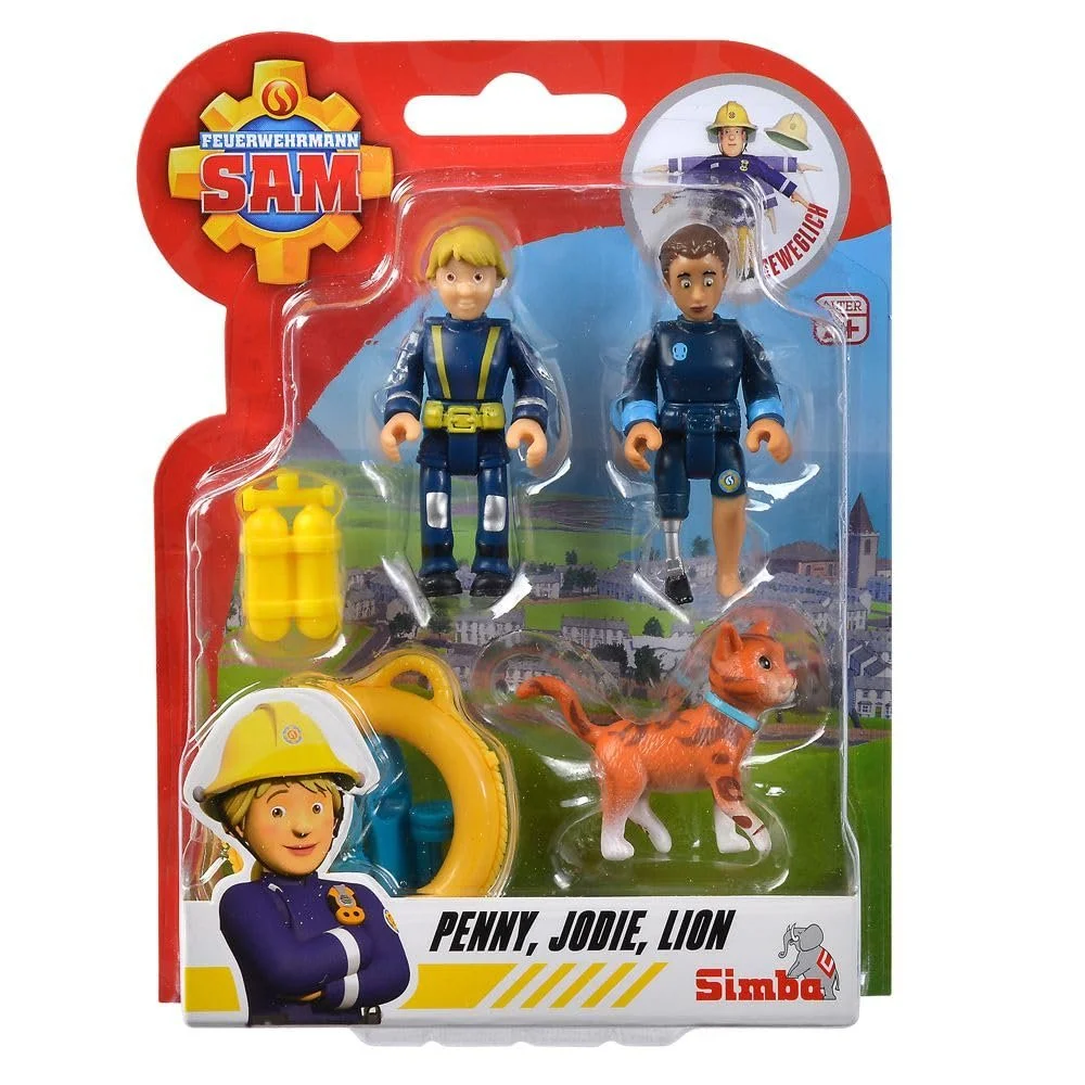 Набор фигурок Simba Fireman Sam Series 4 Penny, Jodie & Lion с животным 2 шт., фото №2