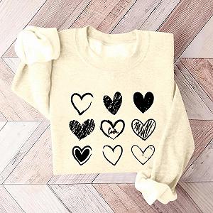 Женский свитер Generisch на День Святого Валентина, с принтом, с длинными рукавами и круглым вырезом, теплый и удобный, для весны, осени и зимы synthetic.ua - Фото 1