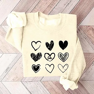 Женский свитер Generisch на День Святого Валентина, с принтом, с длинными рукавами и круглым вырезом, теплый и удобный, для весны, осени и зимы synthetic.ua - Фото 1