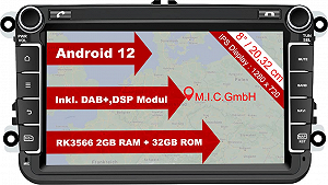 Штатна автомагнітола M.I.C. AV8V7LITE для VW Golf t5 touran Passat RNS RCD Skoda SEAT / 8" / Сенсорна / 2/32Гб / Android 12 / Apple CarPlay / Android Auto / Bluetooth / GPS / WI-FI / USB / microSD slot / DAB+ - Фото 1