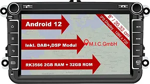 Штатная автомагнитола M.I.C. AV8V7LITE для VW Golf t5 touran Passat RNS RCD Skoda SEAT / 8" / Сенсорная / 2/32Гб / Android 12 / Apple CarPlay / Android Auto / Bluetooth / GPS / WI-FI / USB / microSD slot / DAB+ - Фото 1