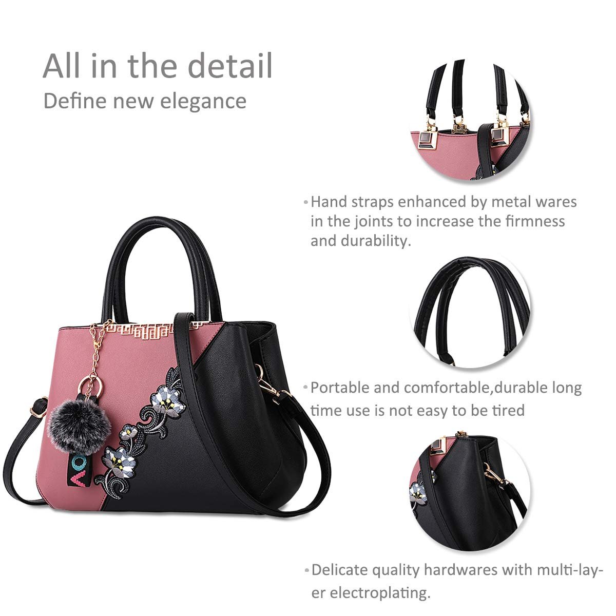 Сумка Nicole & Doris, розовая, размер: l, фото №6