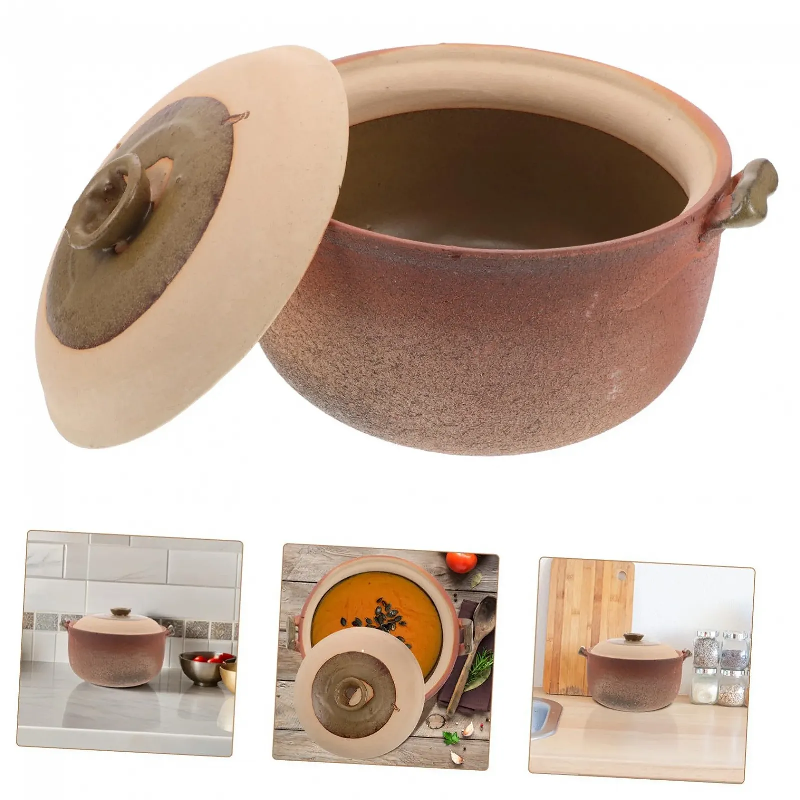 Горщик Terracotta традиційний китайський глиняний з ручкою для повільного приготування, фото №9