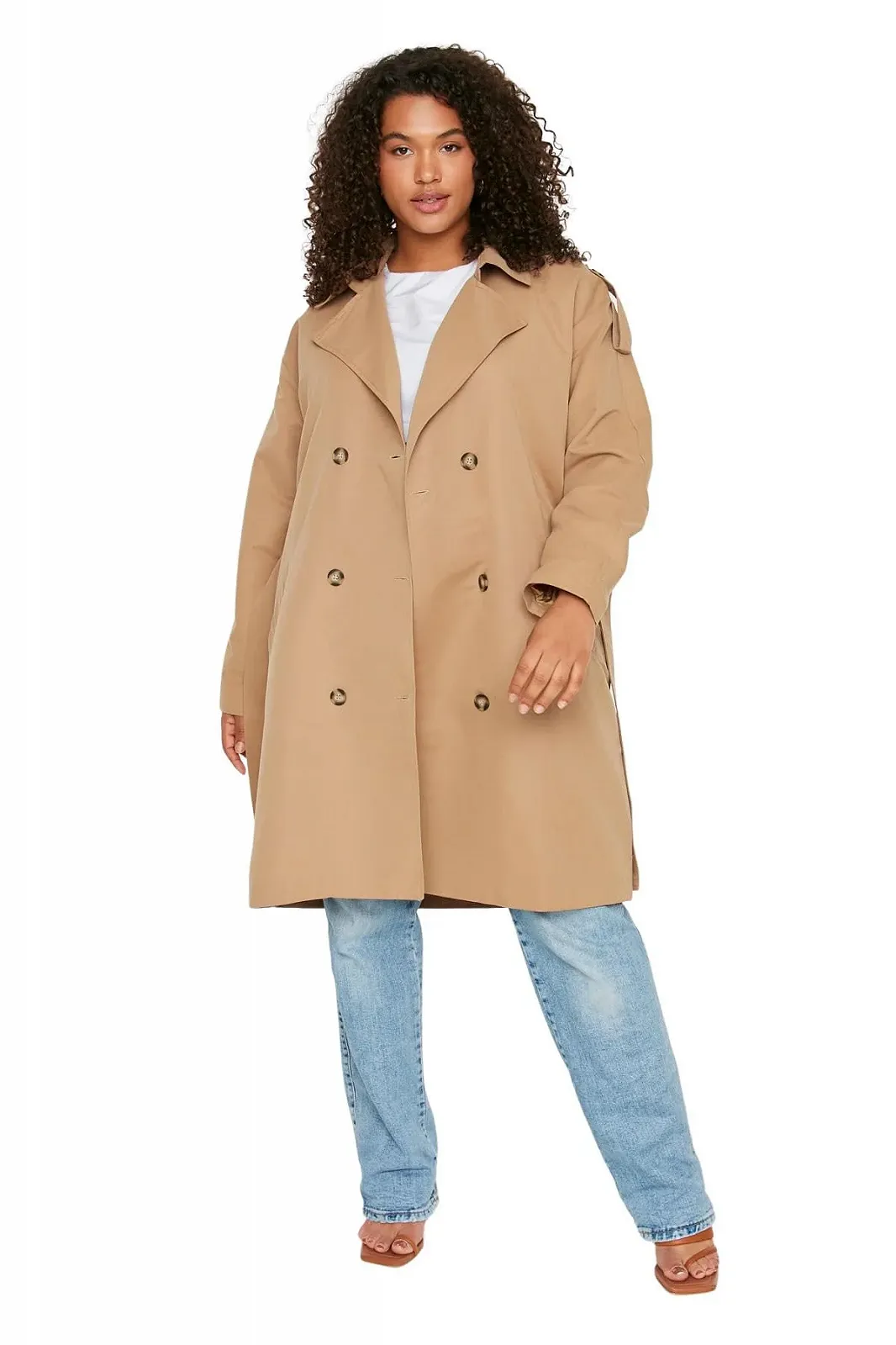 Тренч TRENDYOL Жіночий Двобортний Однотонний, фото №2