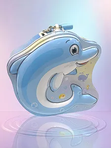 Скарбничка дитяча металева з замком та ключем Dolphin Blue synthetic.ua - Фото 1