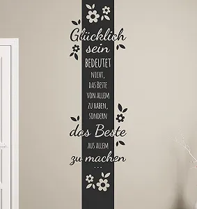 Наклейка на стіну Glücklich sein bedeutet das beste s-pkm134 160 x 37 см Чорний - Фото 1