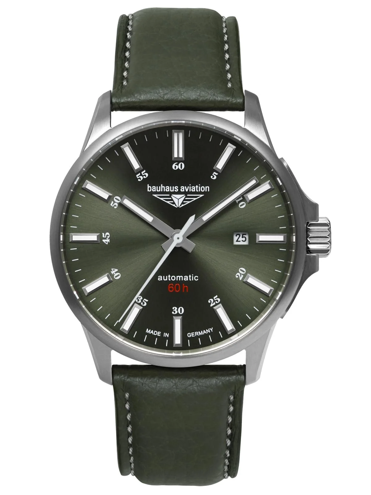 Мужские часы Bauhaus Aviation Титан Автоматический 10 ATM Сапфировое стекло Дата 2864-4, Зеленый / Кожаный ремешок, Классический, фото №1 Мужские часы Bauhaus Aviation Титан Автоматический 10 ATM Сапфировое стекло Дата 2864-4, Зеленый / Кожаный ремешок, Классический, фото №1