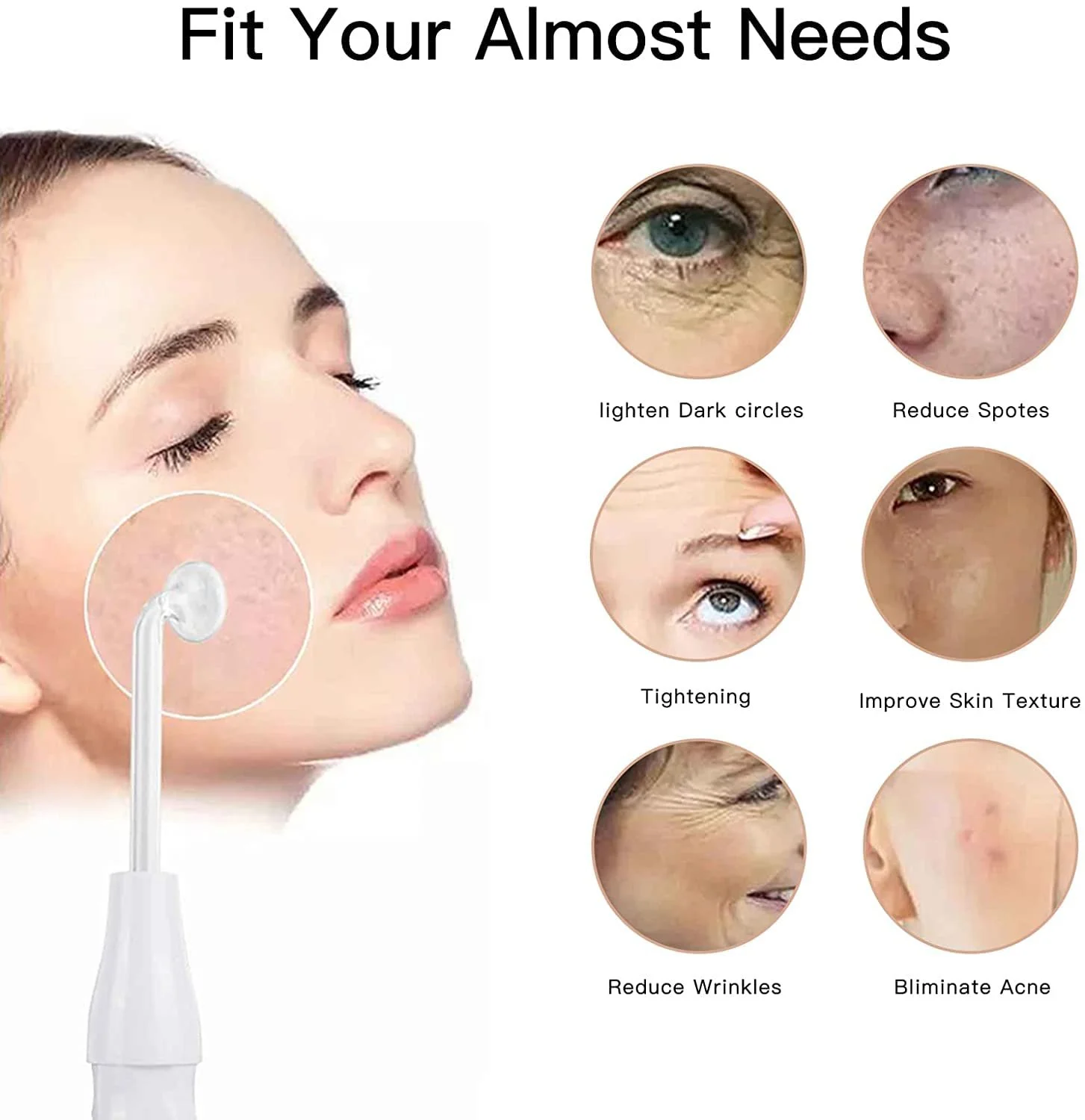 Высокочастотный прибор для лица с 4 электродами, фото №3