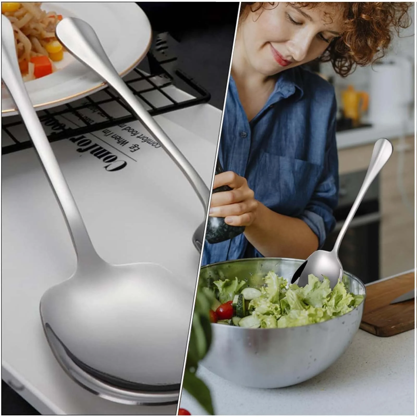 Ложка для сервірування велика, 25 см, нержавіюча сталь, сріблястий, 3 шт, фото №6