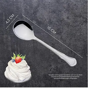 Ложка для сливок Gehring Solingen Chippendale, набор 2 шт, столовые приборы из нержавеющей стали, набор ложек, маленькая сервировочная ложка, можно мыть в посудомоечной машине, сделано в Германии synthetic.ua - Фото 1