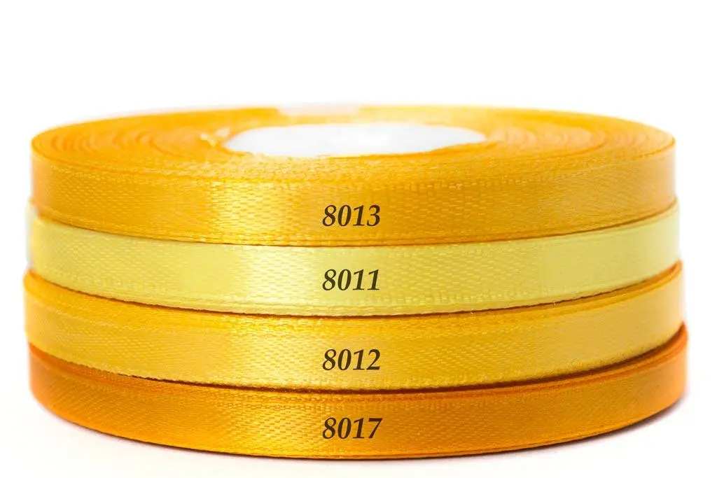Лента атласная Лентомания 6 мм желтая насыщенная 8012 32,5 м satin6mm8012, фото №2