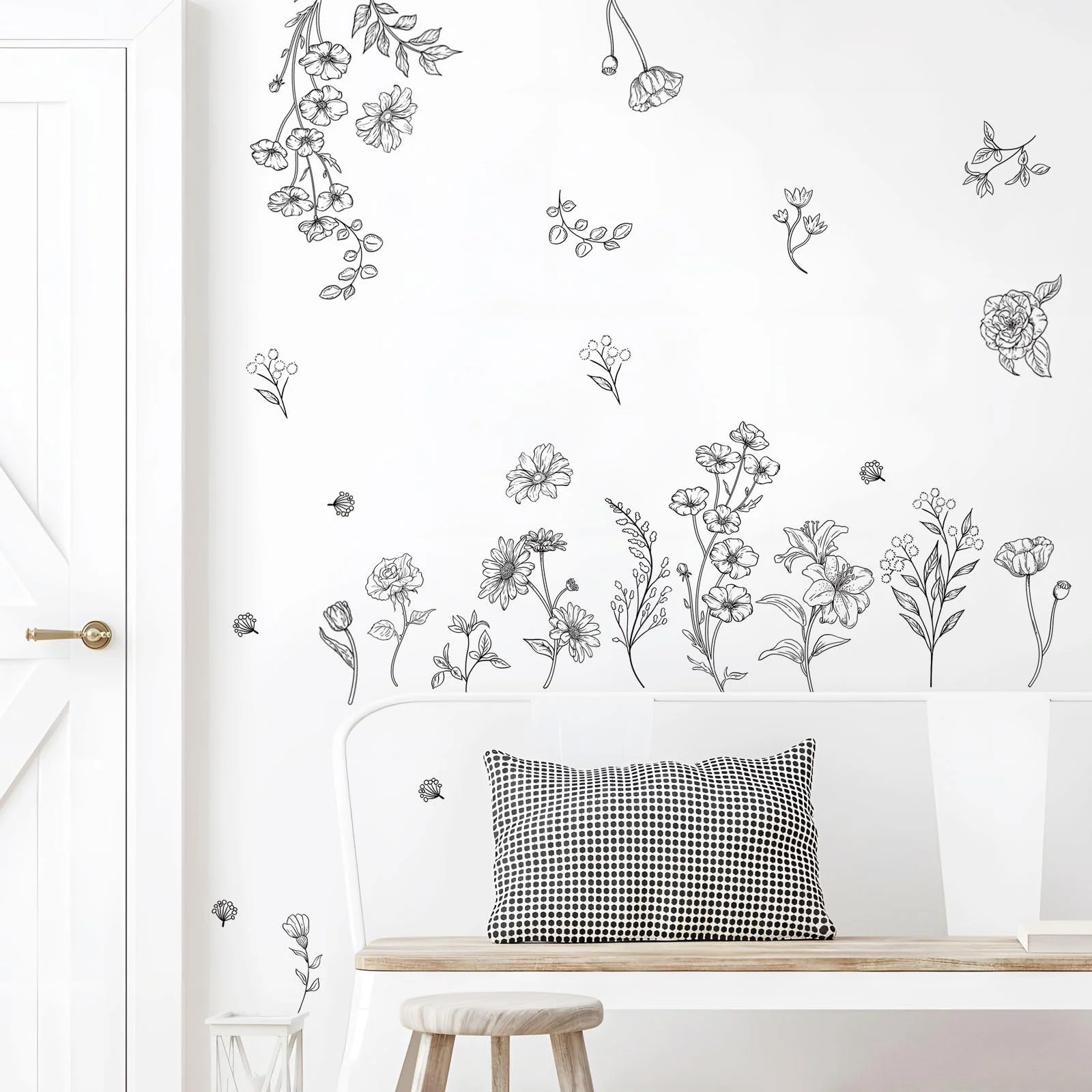 Наклейка на стіну Sketch Wild Flower Garden Flowers DIY 15 листів, фото №4