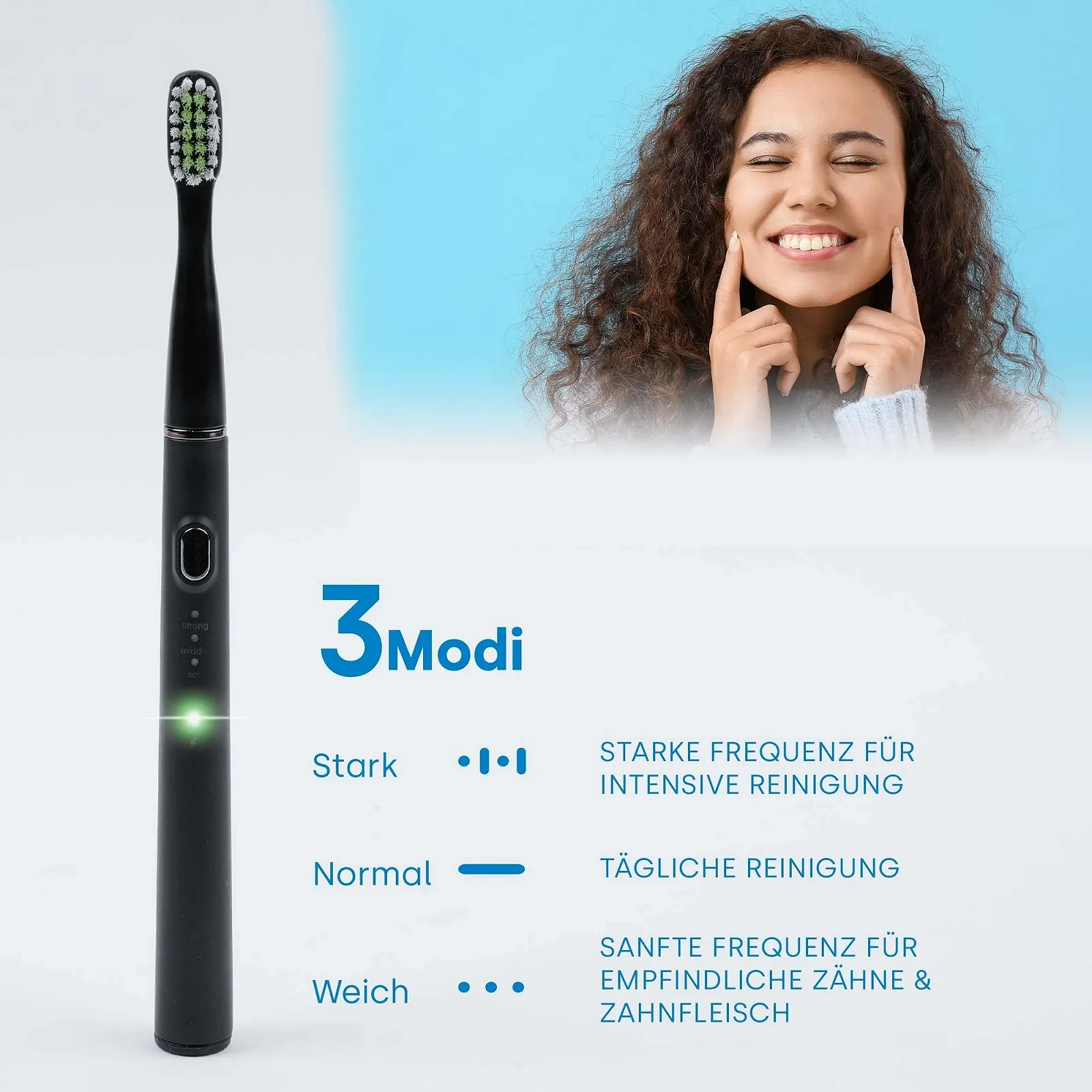 Электрическая звуковая зубная щетка Emmi-dent Sonic 20000 вибраций/мин 3 режима чистки с дорожным футляром и пастой, фото №3