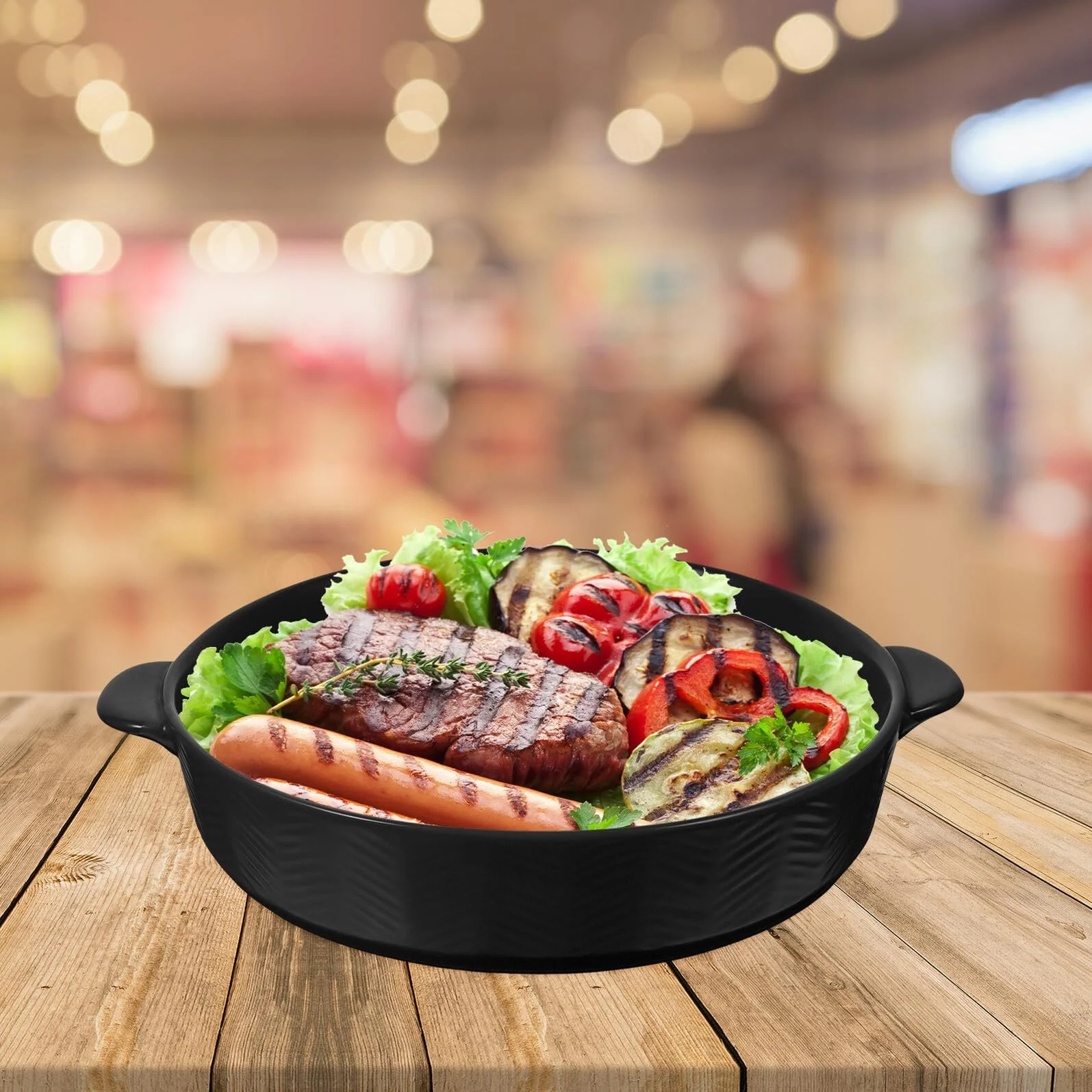 Керамічна форма для запікання з двома ручками термостійка для духовки та мікрохвильової печі, фото №4