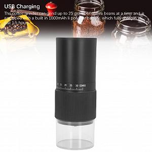 Электрическая жерновая кофемолка регулируемая, портативная с щеткой для равномерного помола орехов, зерна, семян, для кемпинга synthetic.ua - Фото 1