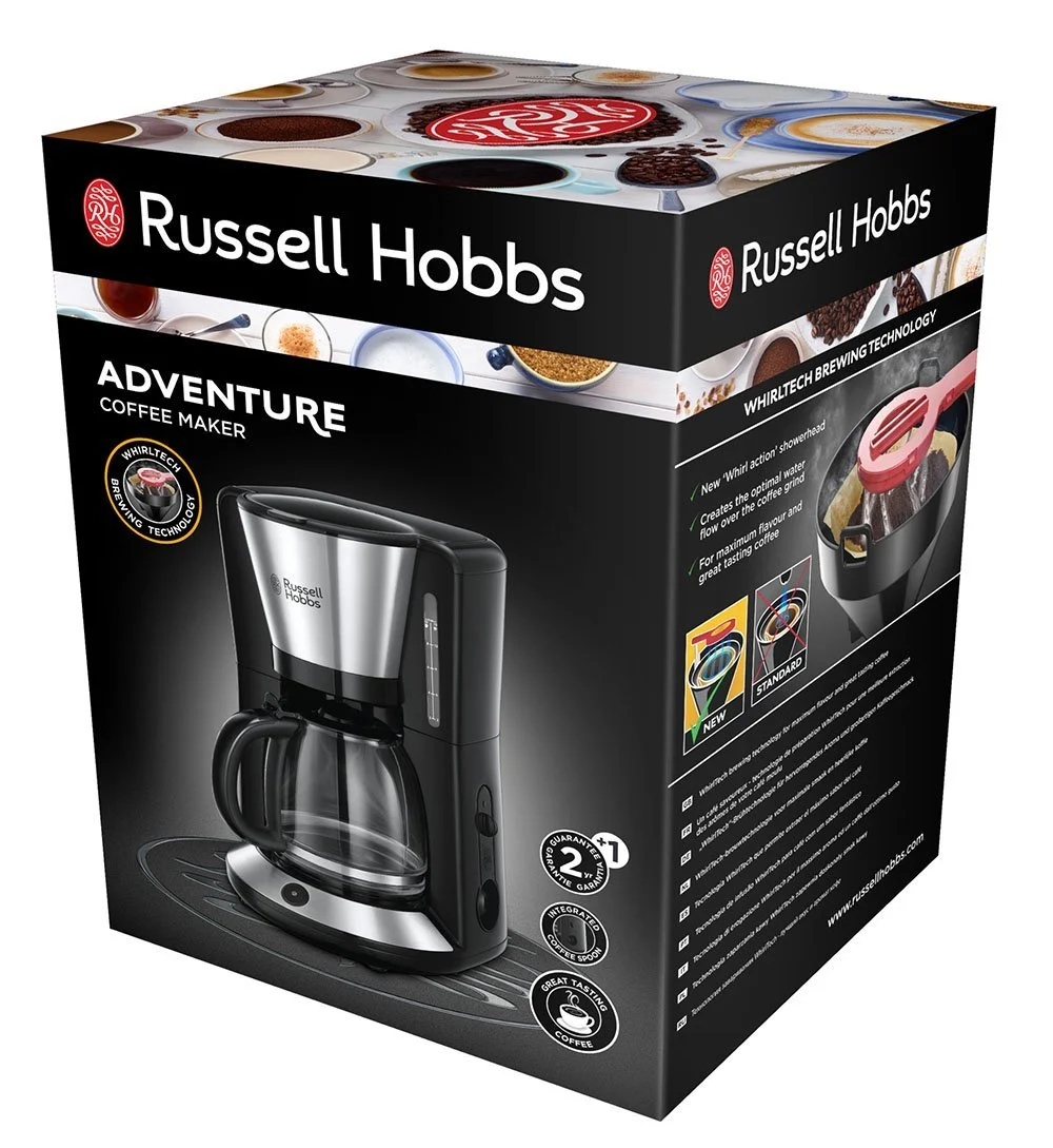 Кофеварка Russell Hobbs Adventure 24010-56, нержавеющая сталь, стеклянный кувшин до 10 чашек, 1.25 л, фото №2