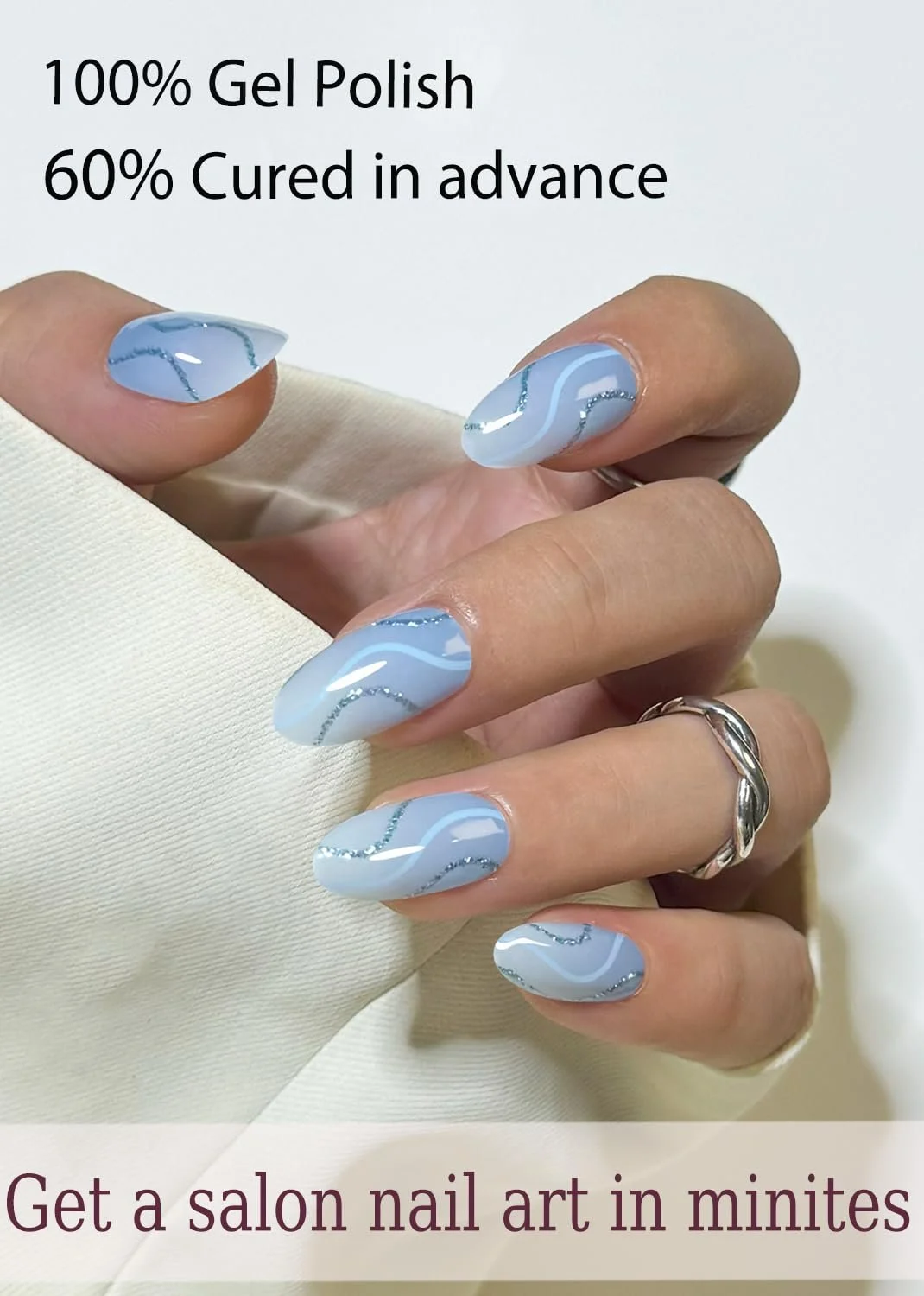 Гелевые наклейки для ногтей UV 20 штук Baby Blue Ombre самоклеящиеся, фото №3 Гелевые наклейки для ногтей UV 20 штук Baby Blue Ombre самоклеящиеся, фото №3