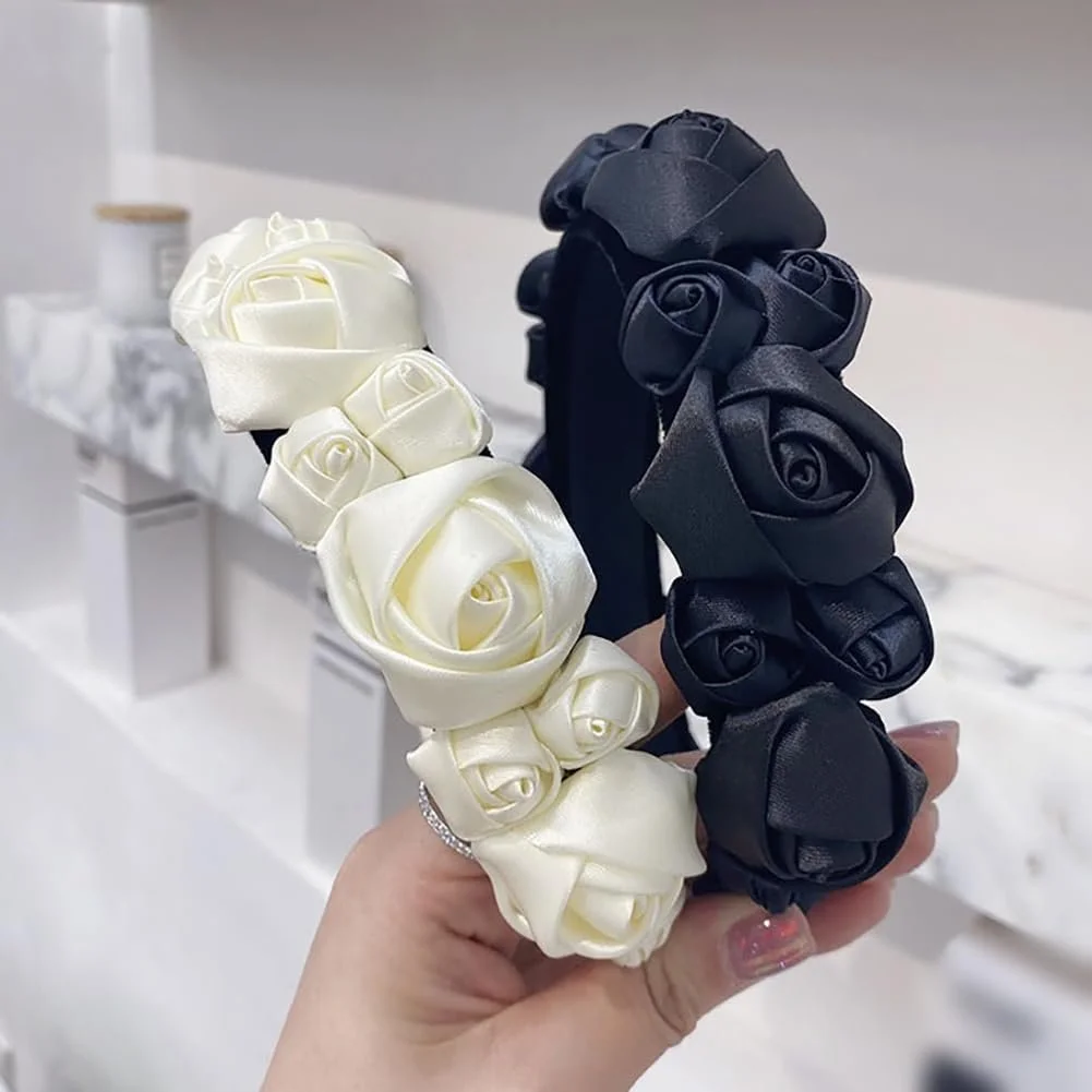 Обруч для волосся атласна троянда, фото №3
