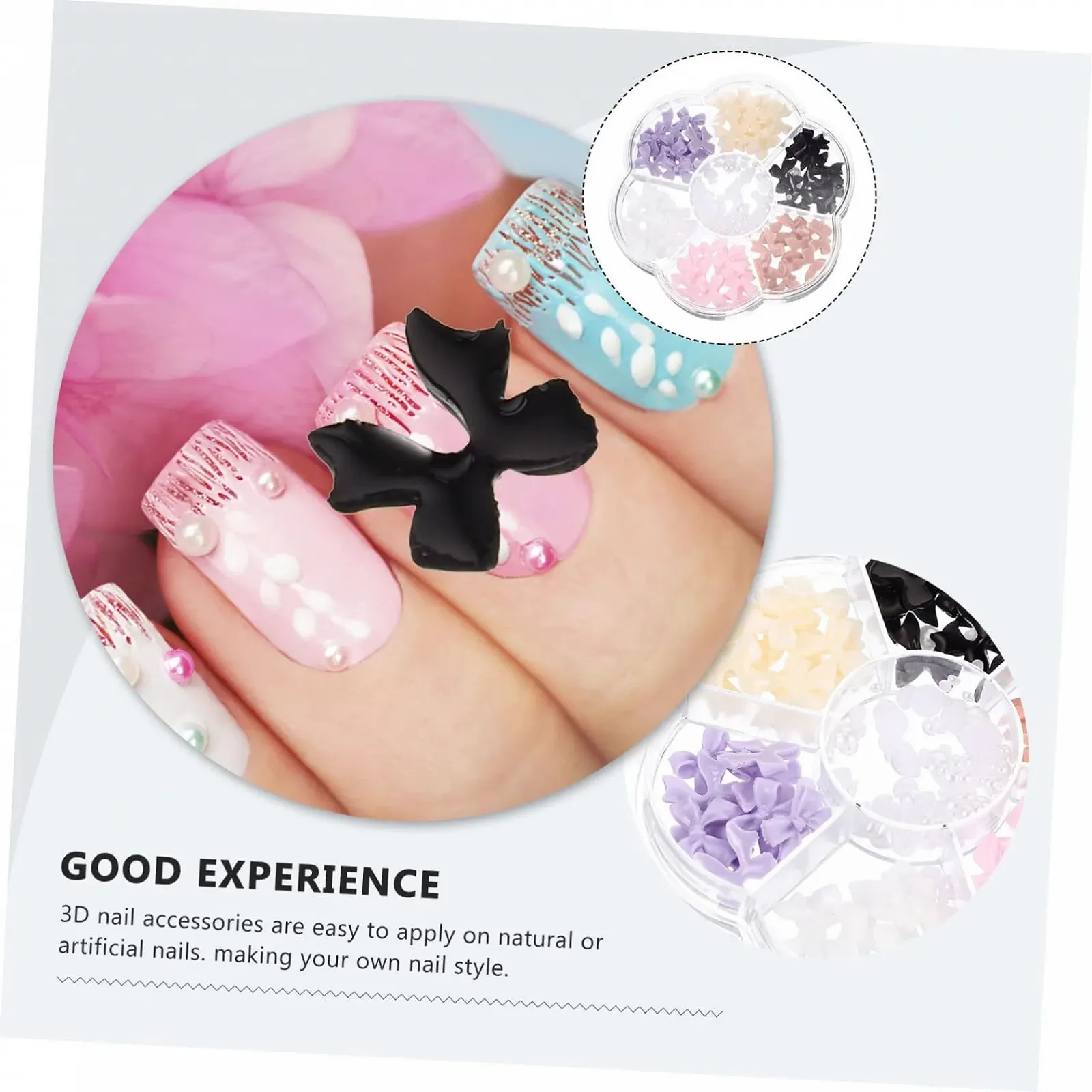 Украшения для ногтей FRCOLOR с жемчугом и бантиками Декоративные аксессуары для дизайна ногтей Наборы цветного жемчуга для стильных ногтей Легкие украшения для ногтей, фото №7