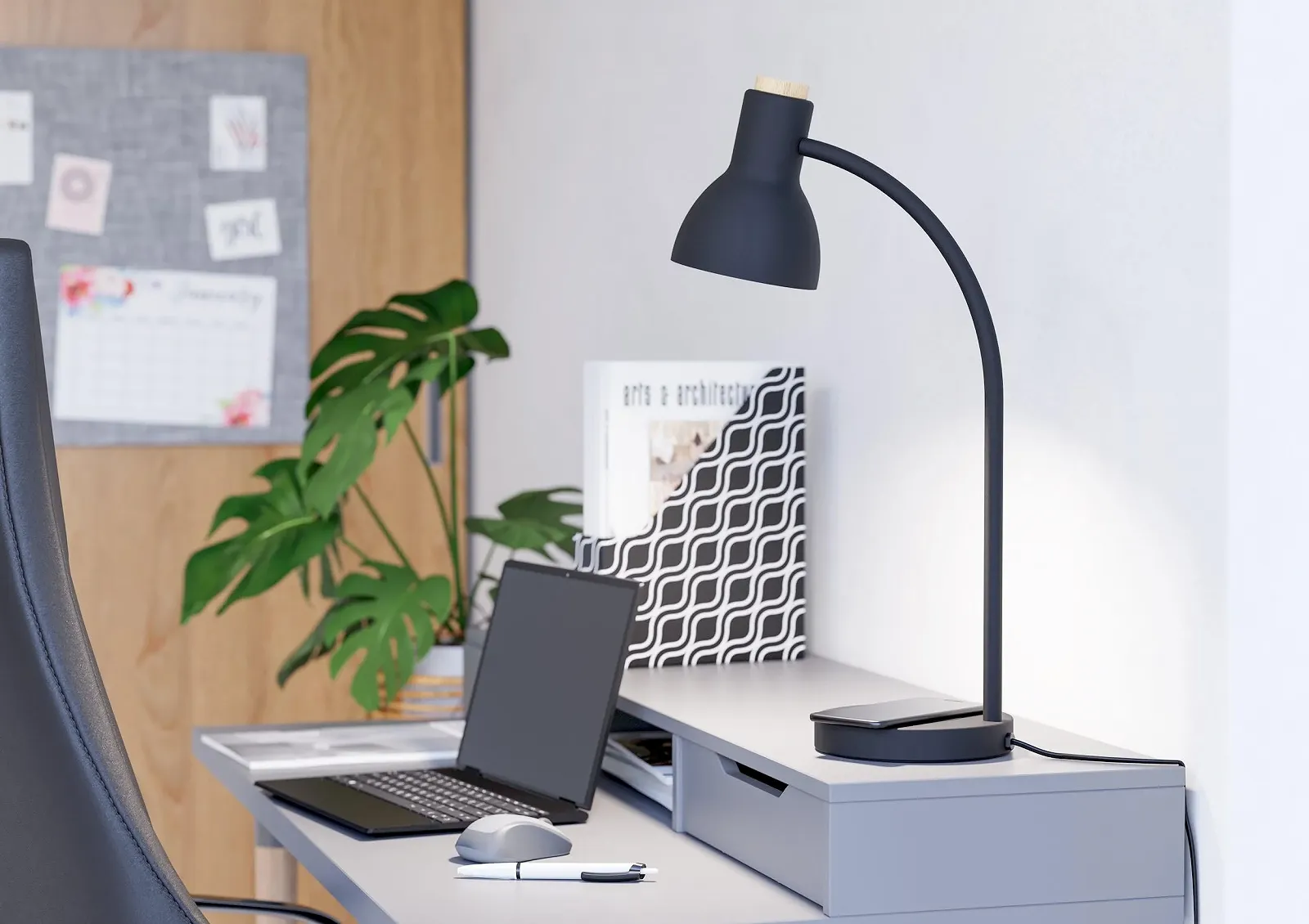 Настільна лампа EGLO Veradal-QI LED QI Charging Touch Dimmable Дерево Метал Теплий білий Чорний і кремовий, фото №4