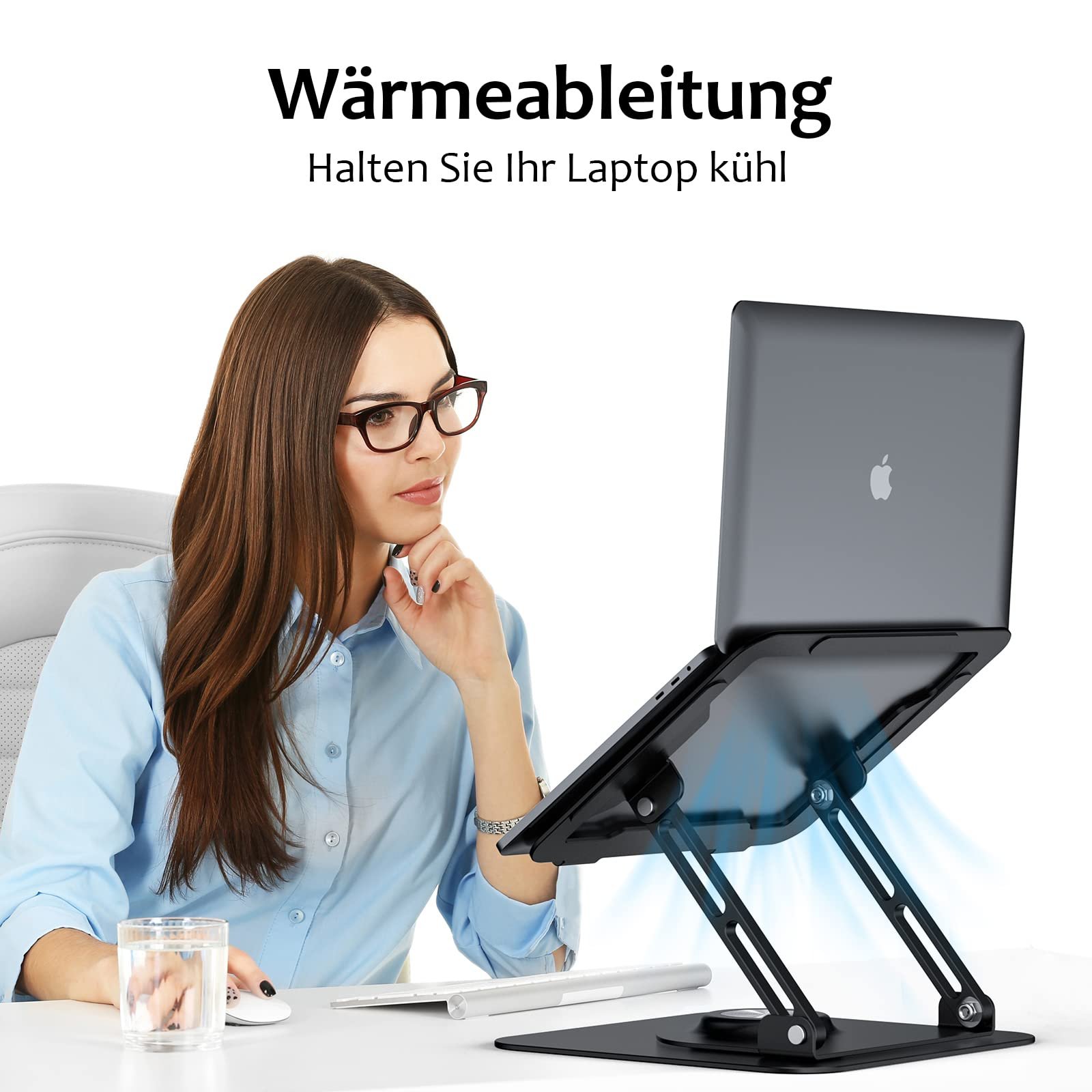 Підставка для ноутбука обертова 3600, складана портативна з алюмінію, регульована по висоті та ергономічна, фото №5