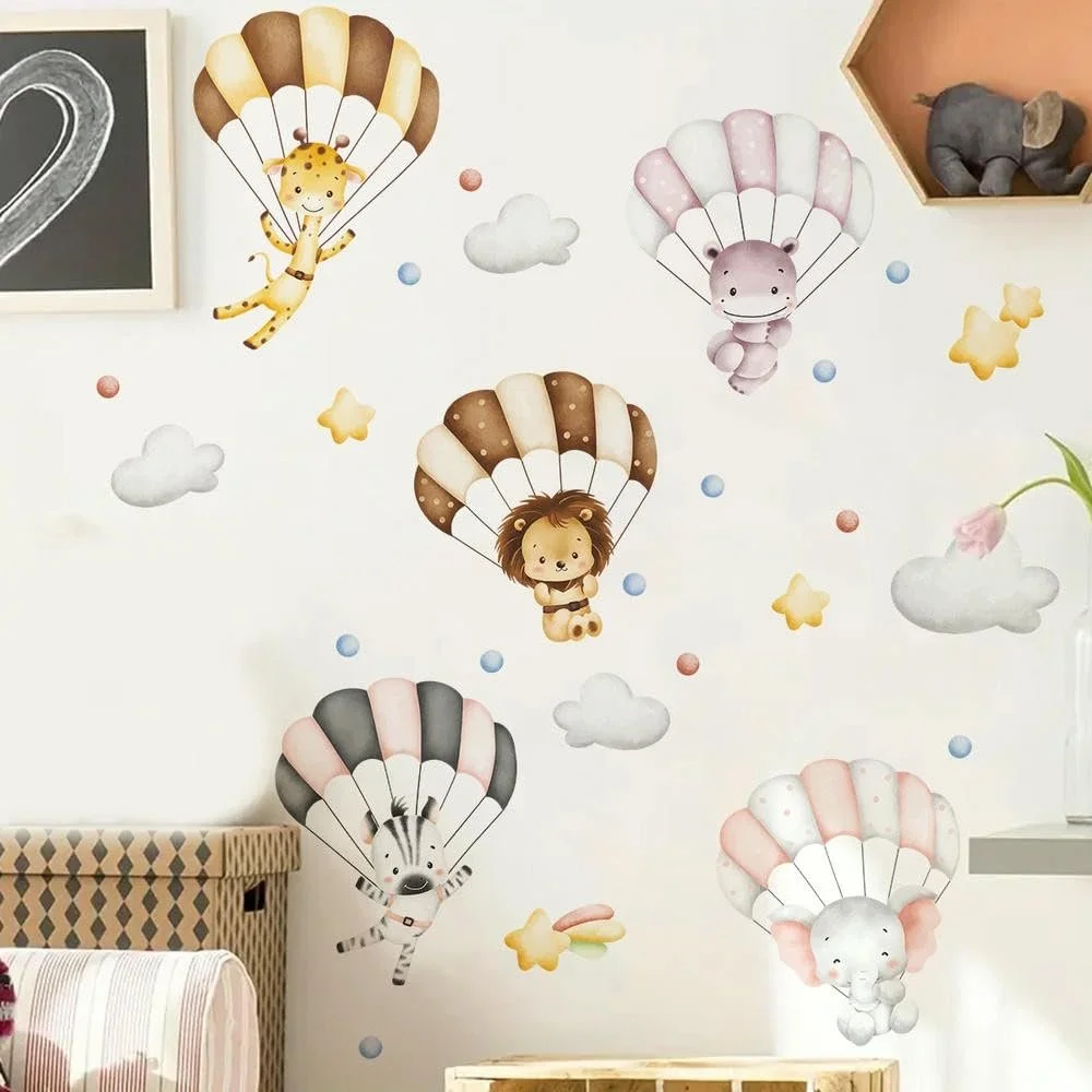 Наклейка на стену Creative Small Animal Parachute Самоклеящаяся Животные на парашюте, фото №3 Наклейка на стену Creative Small Animal Parachute Самоклеящаяся Животные на парашюте, фото №3