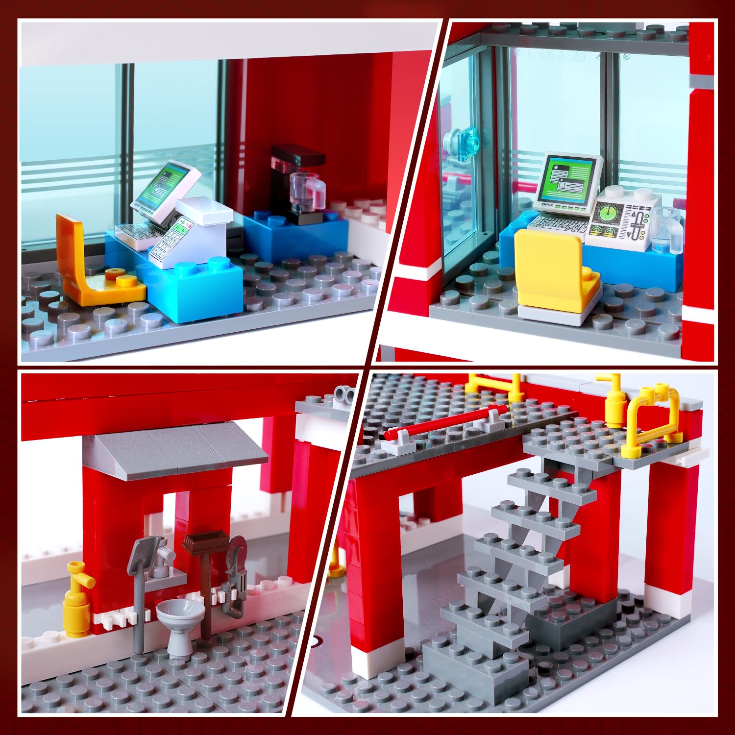 Іграшка HOGOKIDS City Fire Station Набір будівельних цеглинок — 775 деталей Гелікоптер для пожежної рятувальної служби Швидка Допомога Пожежна Машина Набір будівельних цеглинок Подарунок для дітей хлопчиків та дівчаток віком від 6 років, фото №8