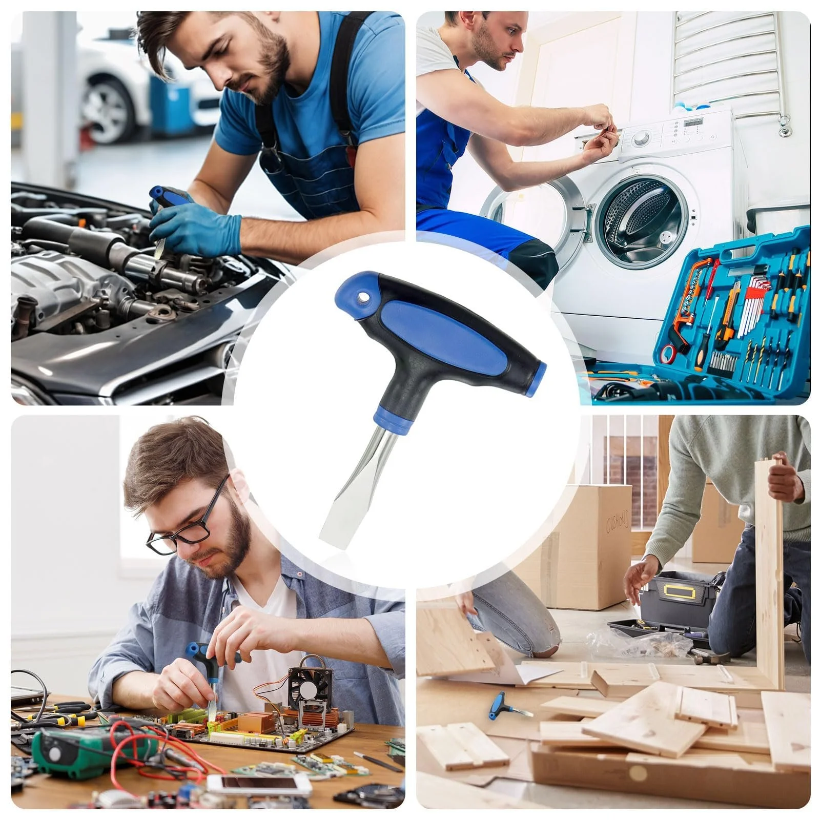 Викрутка шліцова 12 мм з T-подібною рукояткою вуглецева сталь Синій Чорний, фото №7