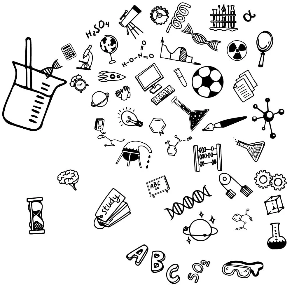 Наклейка на стіну SUPERDANT Science Sign Biology Chemistry Math Geography вінілова самоклеюча чорна, фото №3