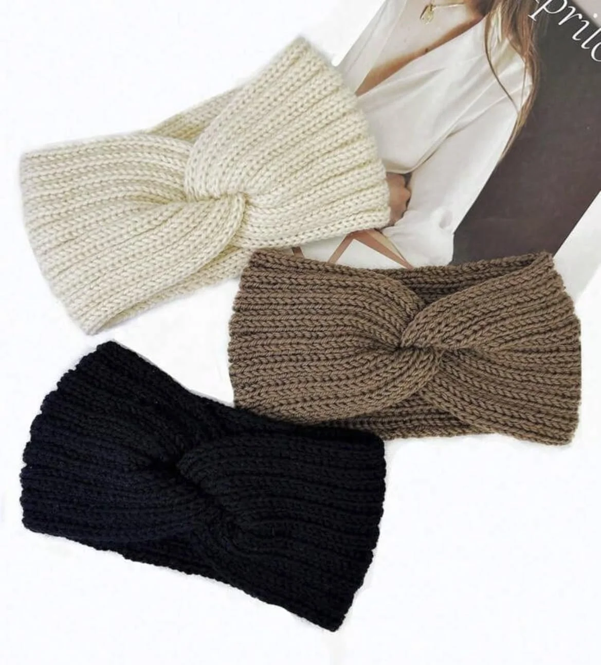 В'язана пов'язка на голову Жіноча Зимова Широка Еластична, фото №2