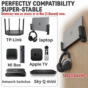 Настенное крепление sciUU Универсальное для ноутбуков/роутеров/ТВ приставок/сетевых коммутаторов/модемов - Совместимо с MacBook/Notebook/ASUS/Lenovo/HP/Dell - Настенная полка для устройств толщиной < 4 см synthetic.ua - Фото 1